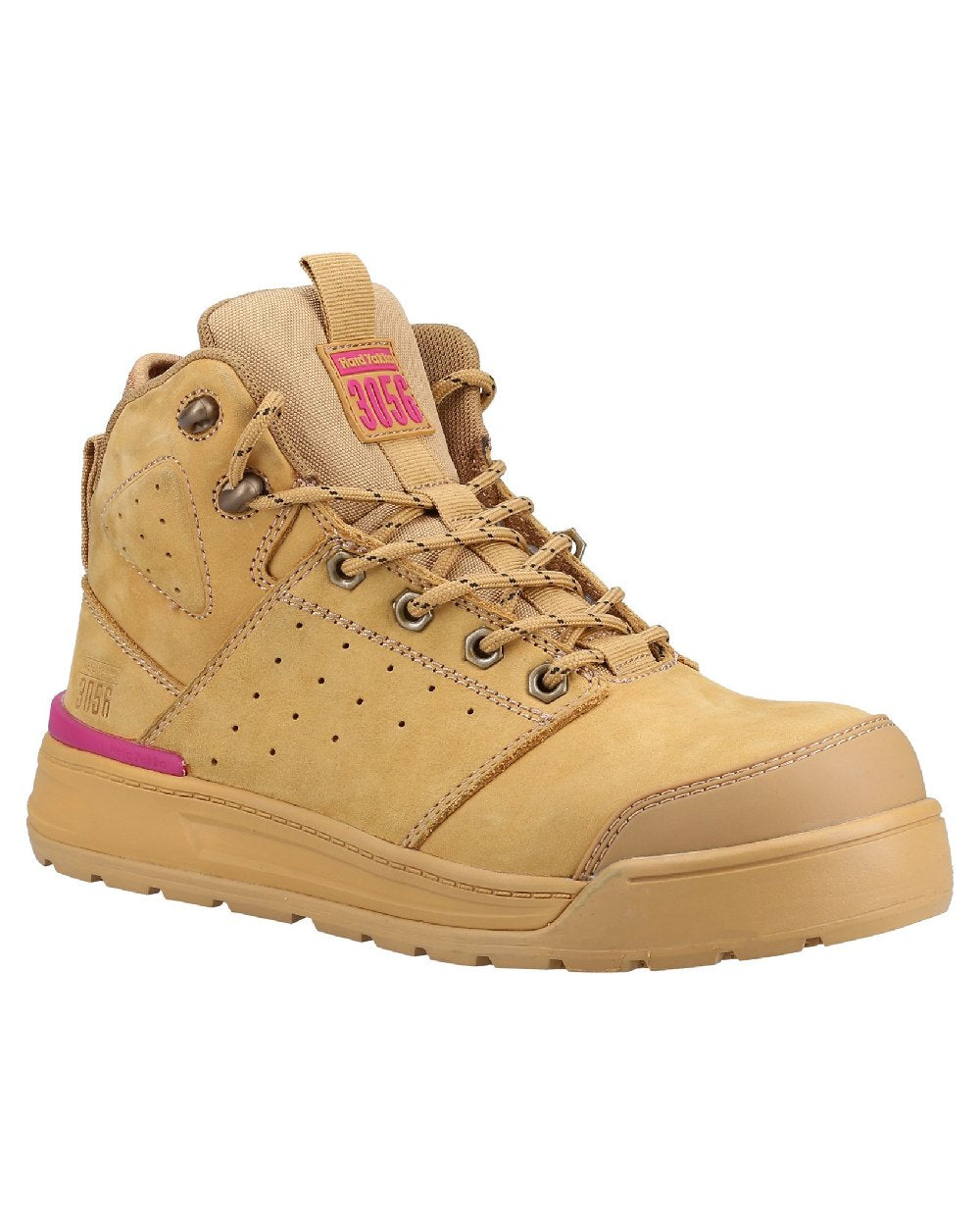 Wheat Coloured Hard Yakka Womens 3056 PR Side Zip Safety Boots on White Background