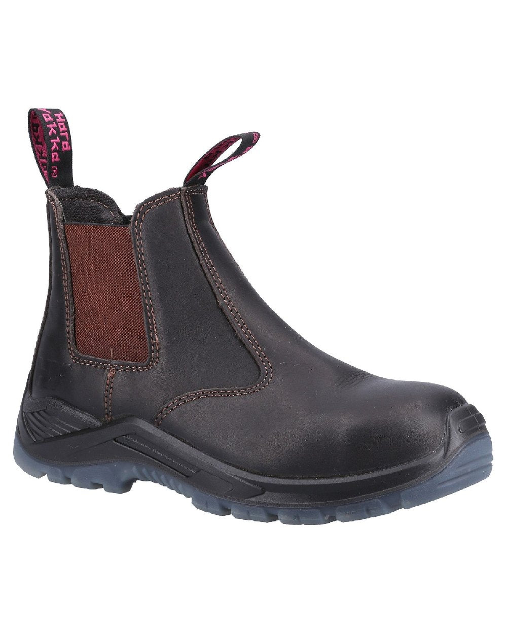 Brown Coloured Hard Yakka Womens Banjo Elastic Gusset Safety Boots on White Background