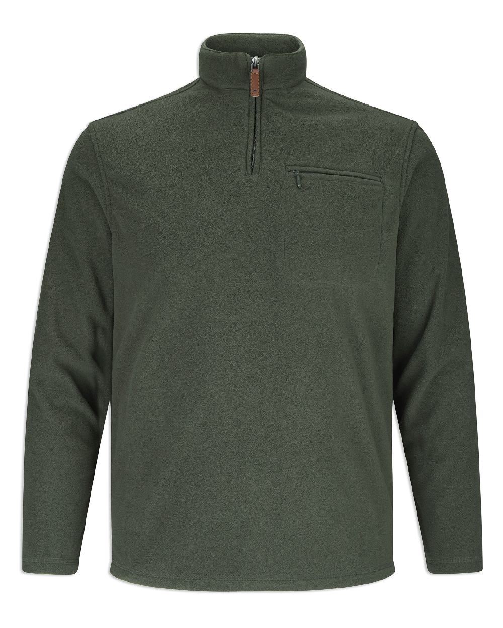 Dark Green coloured Hoggs of Fife Islander 1/4 Zip Micro Fleece Shirt on white background