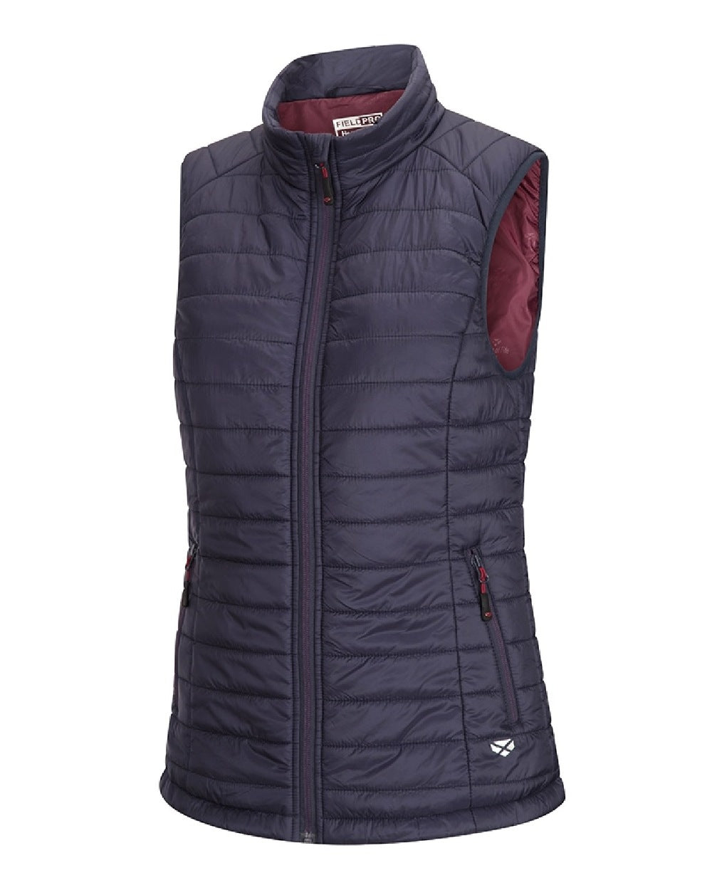 Navy Merlot Coloured Hoggs of Fife Kingston Ladies Rip-Stop Gilet on white background