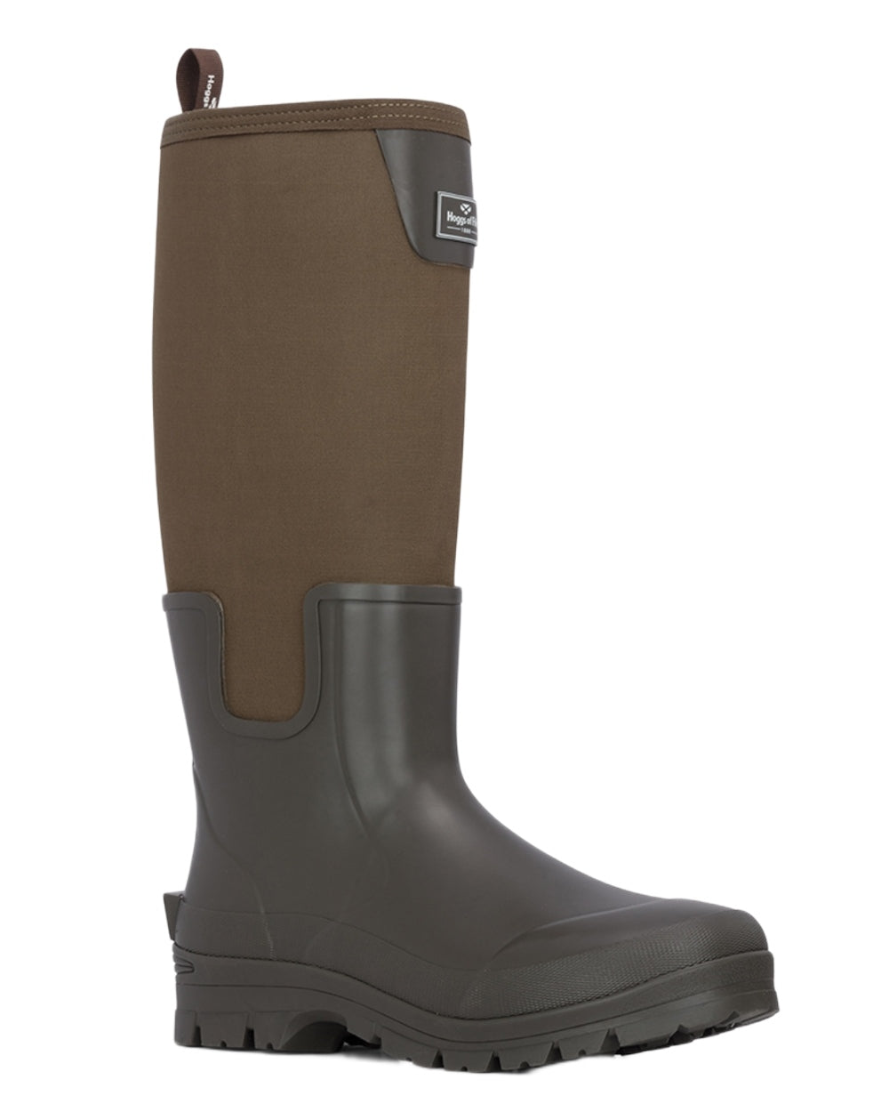 Bark Olive Coloured Hoggs of Fife Newport Neoprene 5mm Wellingtons on White Background