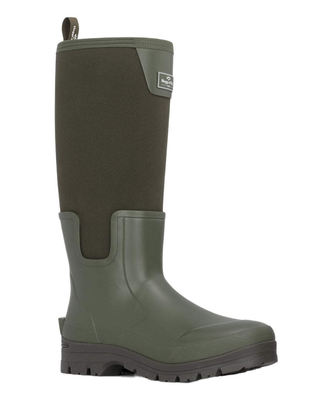 Field Green Coloured Hoggs of Fife Newport Neoprene 5mm Wellingtons on White Background
