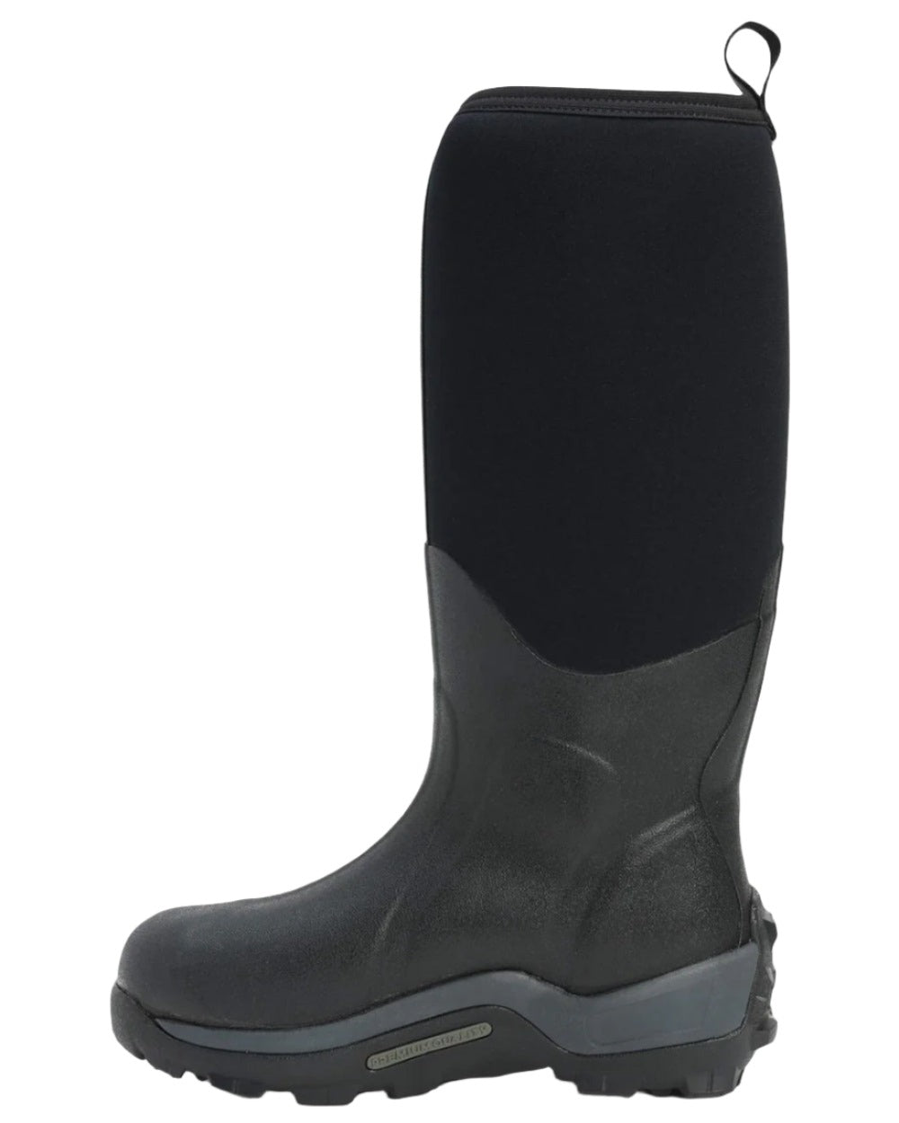 Black Coloured Muck Boots Arctic Sport Tall Wellingtons On A White Background