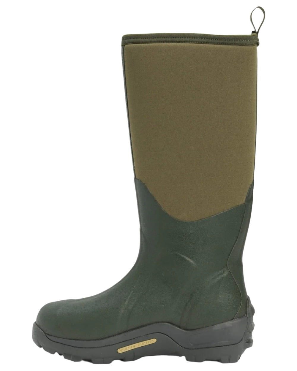 Moss Coloured Muck Boots Arctic Sport Tall Wellingtons On A White Background