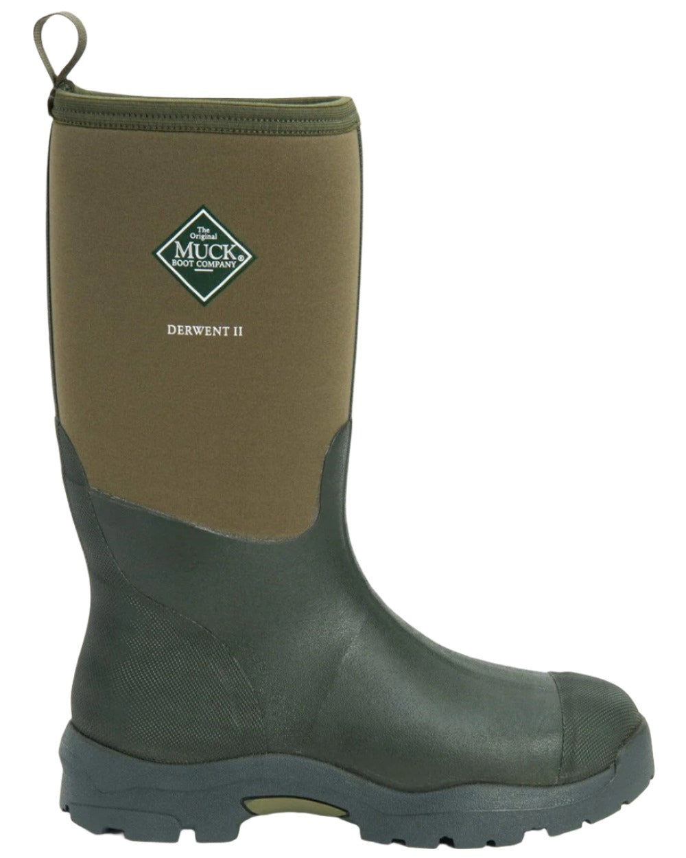Moss Coloured Muck Boots Derwent II Wellingtons On A White Background