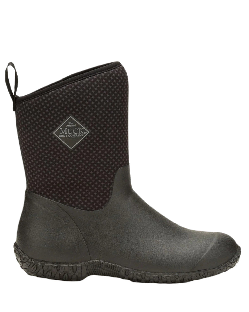 Charcoal Print Coloured Muck Boots Womens Muckster II Mid Wellingtons On A White Background