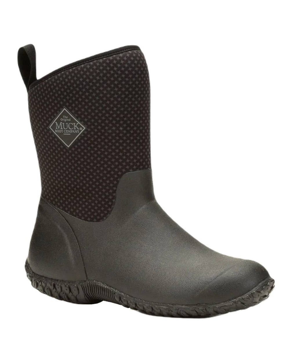 Charcoal Print Coloured Muck Boots Womens Muckster II Mid Wellingtons On A White Background