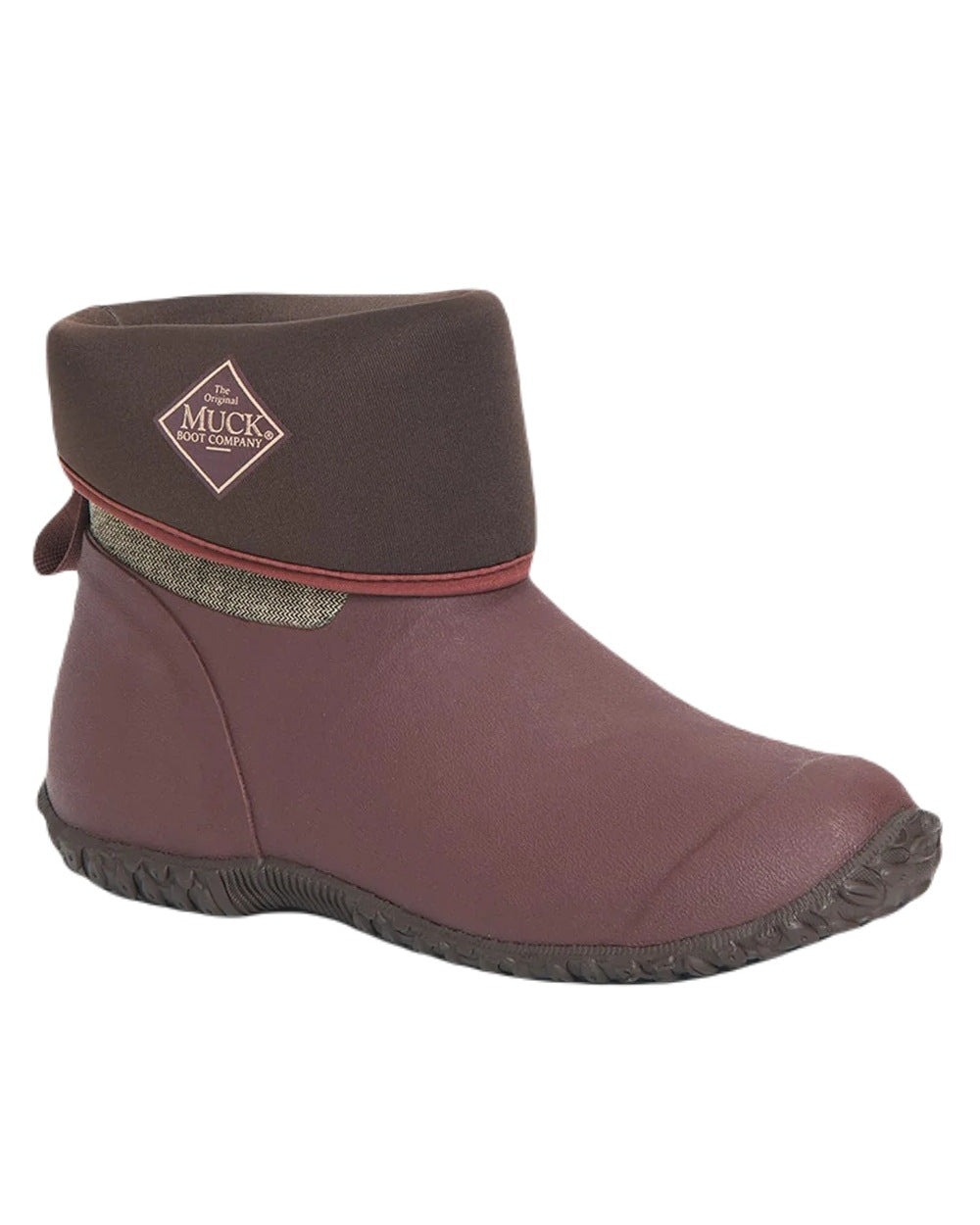 Raisin Coloured Muck Boots Womens Muckster II Mid Wellingtons On A White Background