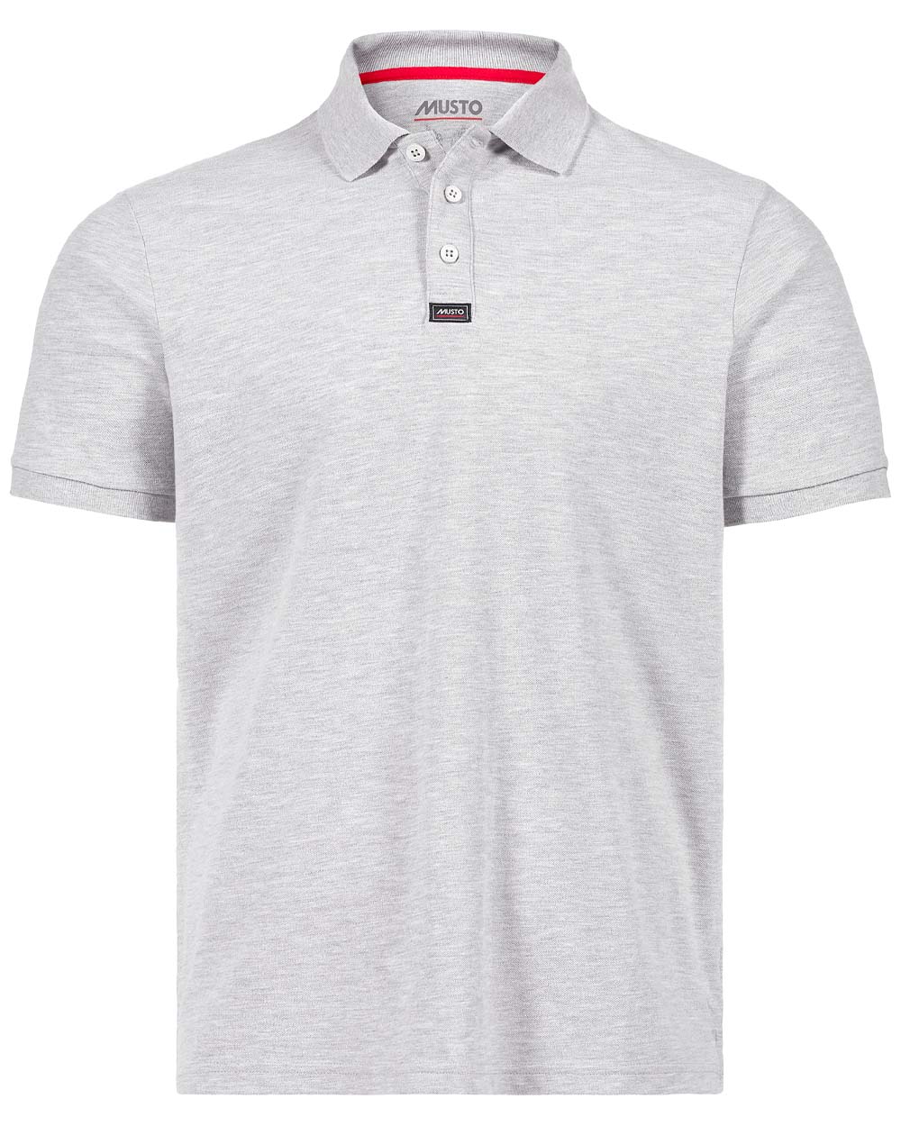 Grey Melange coloured Musto Essential Pique Polo Shirt on White background