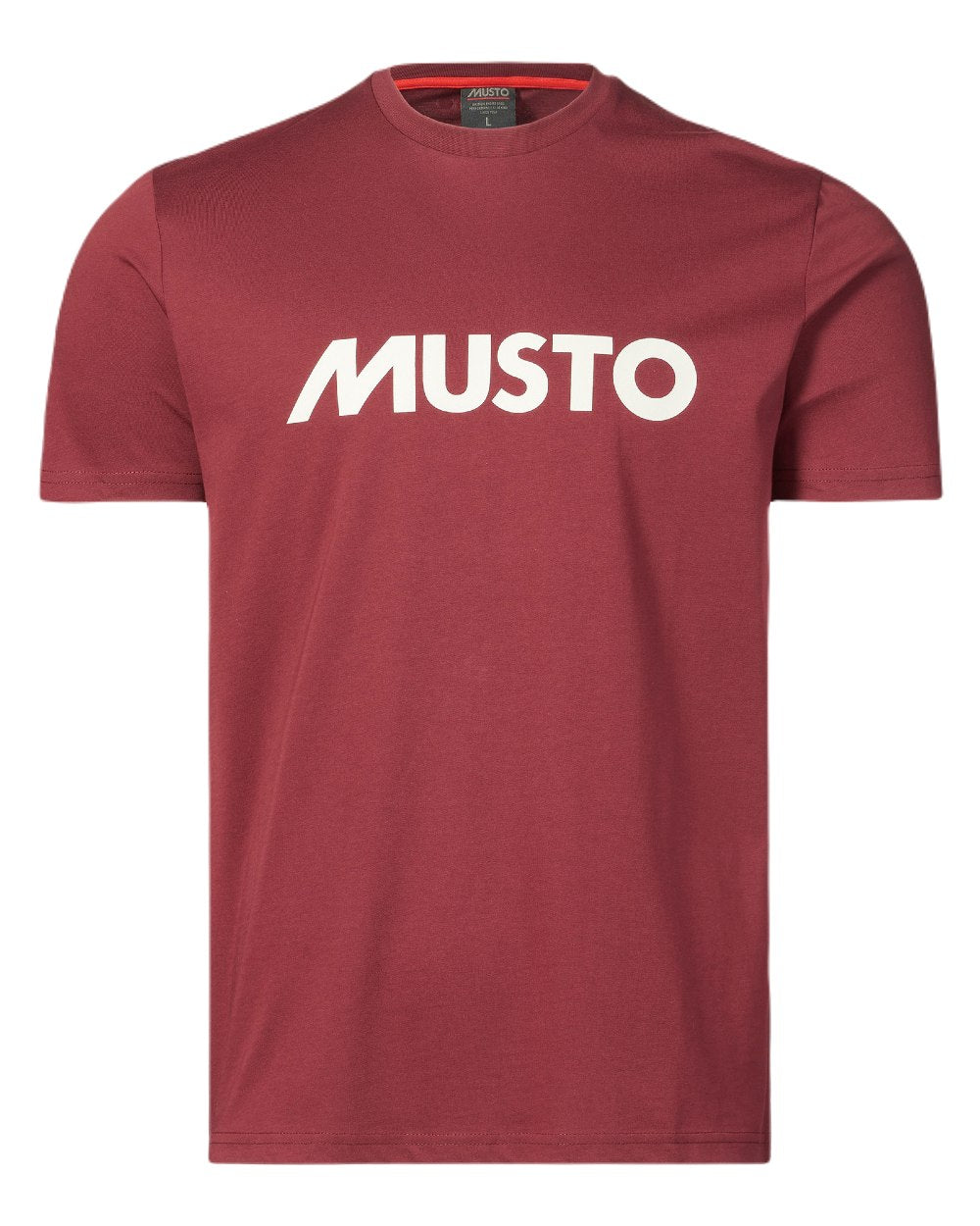 Windsor Wine Coloured Musto Logo Cotton Tee on White Background