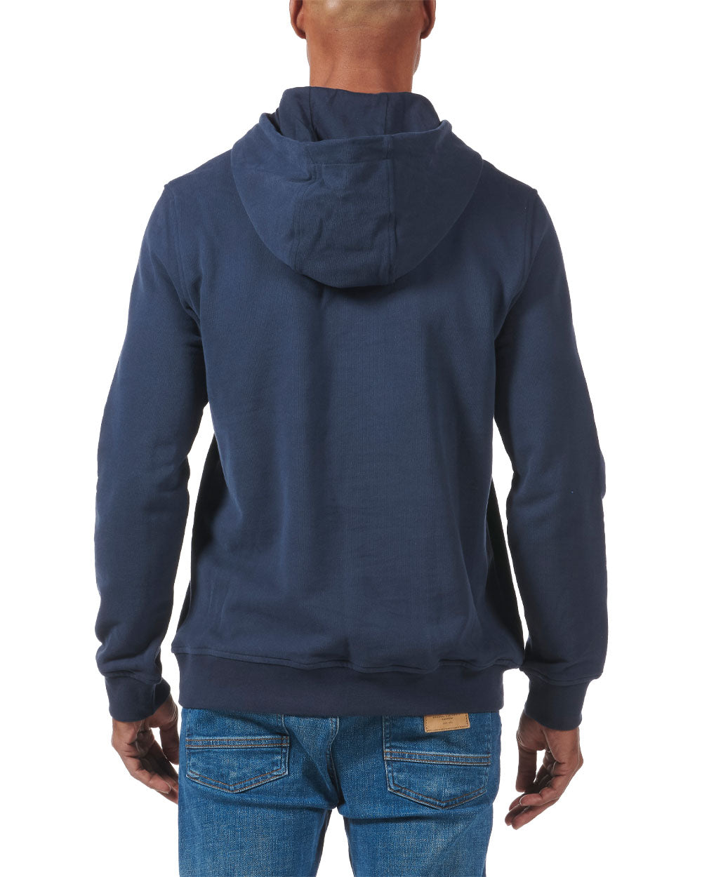 Navy coloured Musto Mens Logo Hoodie on White background