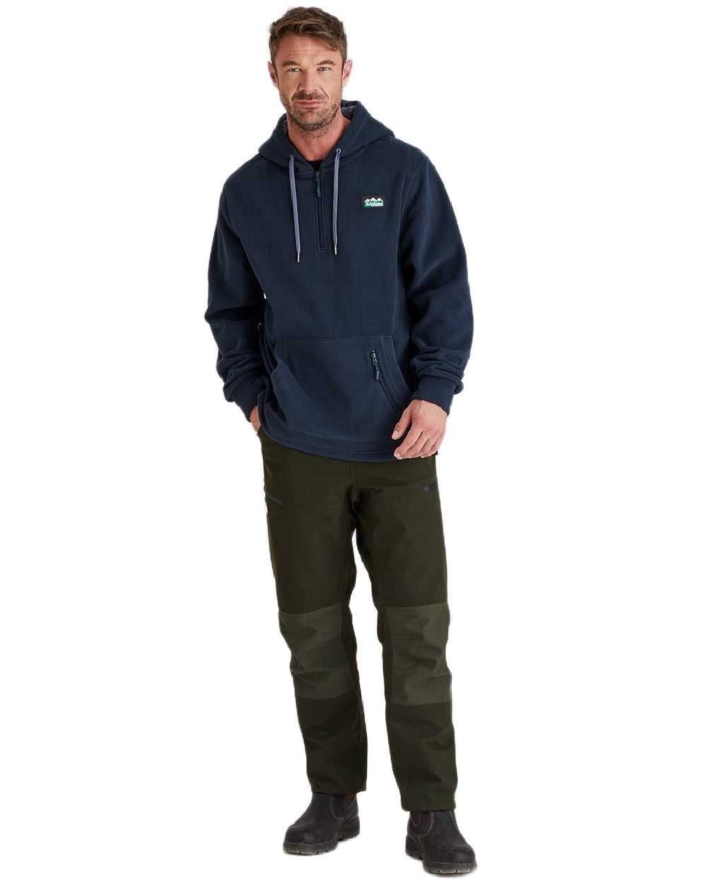 Navy Coloured Ridgeline Ballistic Hoodie On A White Background