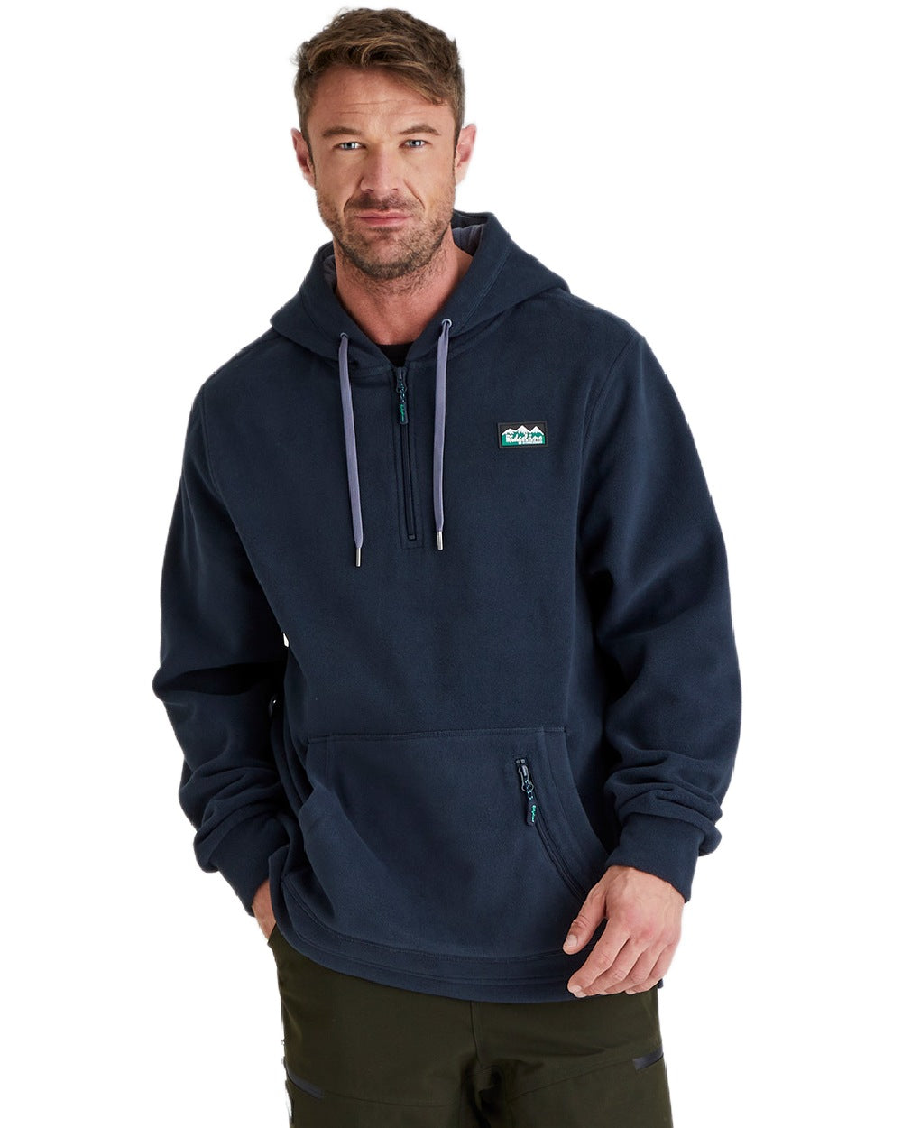 Navy Coloured Ridgeline Ballistic Hoodie On A White Background