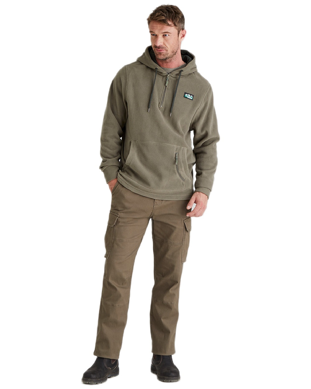 Smokey Olive Coloured Ridgeline Ballistic Hoodie On A White Background