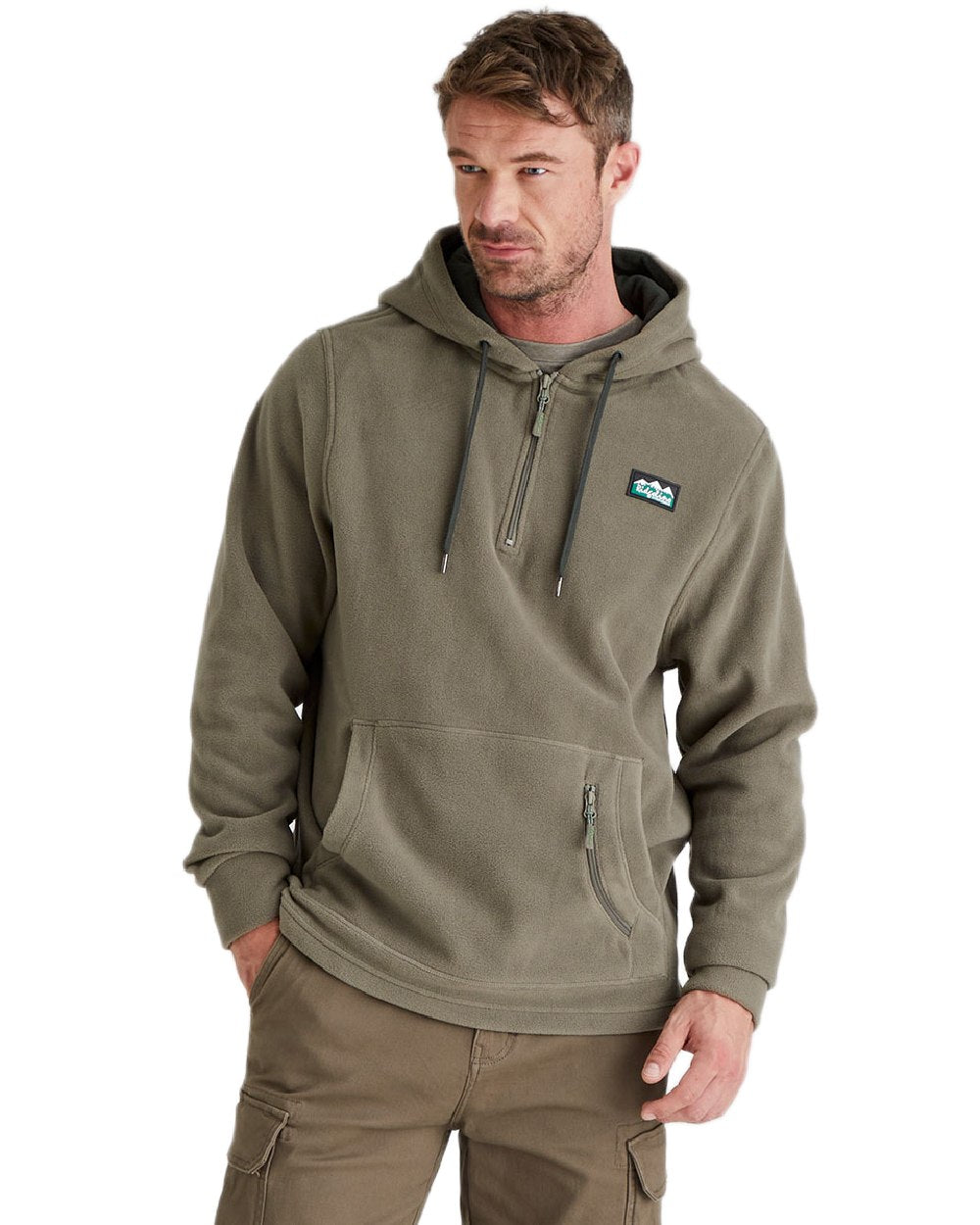 Smokey Olive Coloured Ridgeline Ballistic Hoodie On A White Background