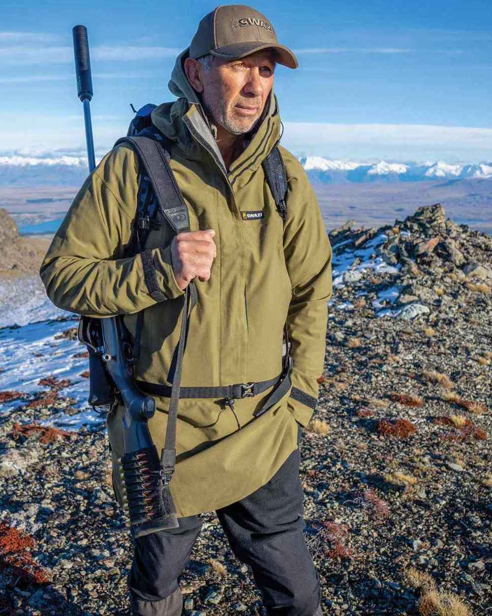 Tussock Green Coloured Swazi Tahr Xp Smock on mountain background