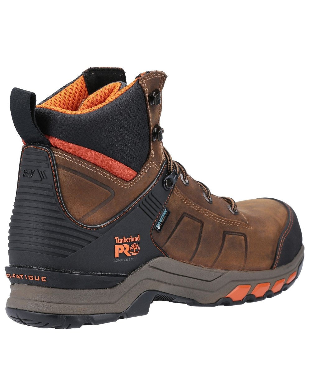 Brown/Orange Timberland Pro Hypercharge Composite Safety Toe Work Boots on white background