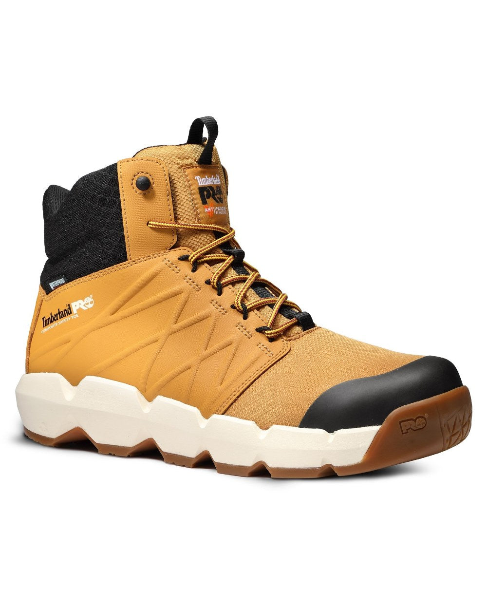 Wheat coloured Timberland Pro Morphix 6" Safety Boots on white background