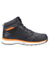 Black/Orange coloured Timberland Pro Reaxion Mid Composite Safety Boots on white background