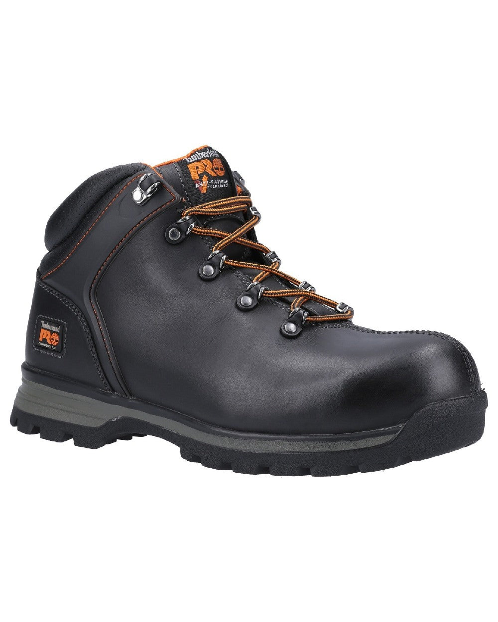 Black coloured Timberland Pro Splitrock XT Composite Safety Toe Work Boots on white background