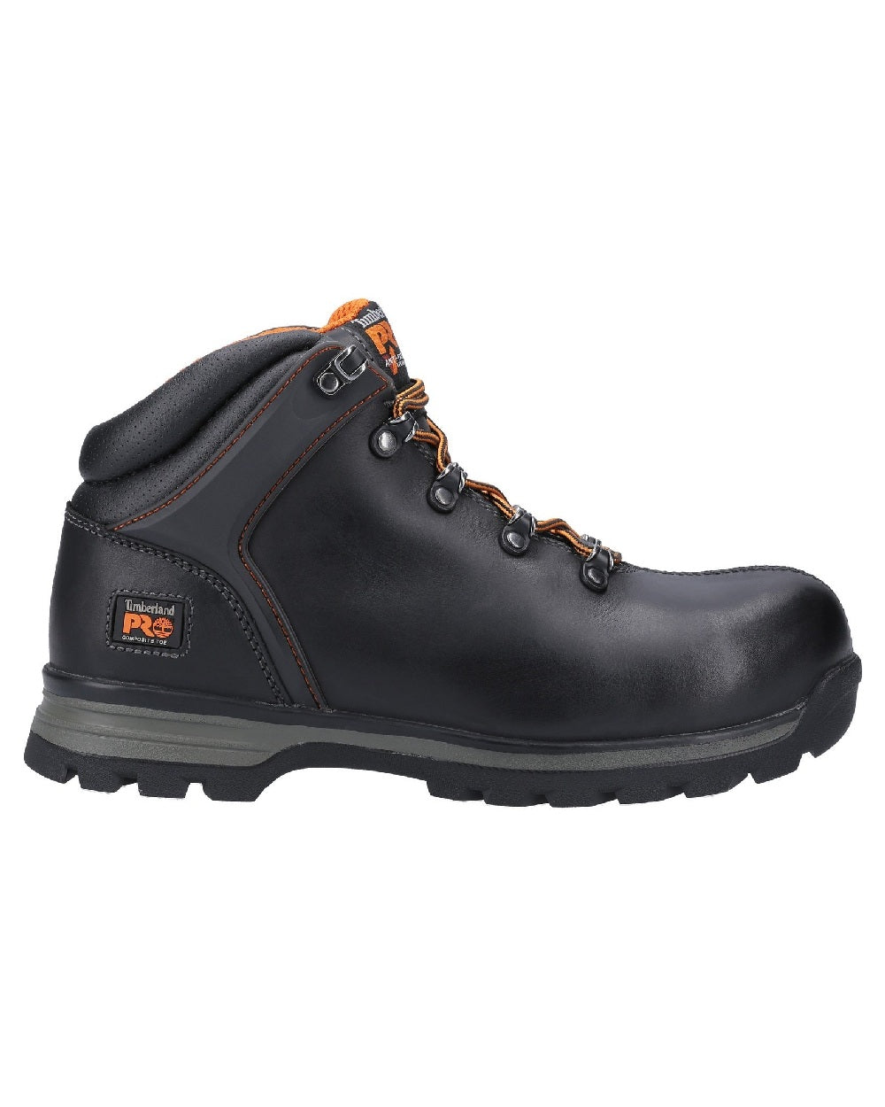 Black coloured Timberland Pro Splitrock XT Composite Safety Toe Work Boots on white background