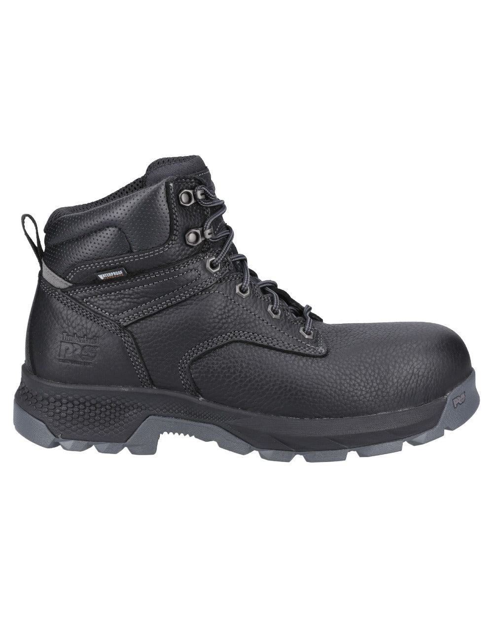 Black coloured Timberland Pro Titan 6inch Safety Boots on white background