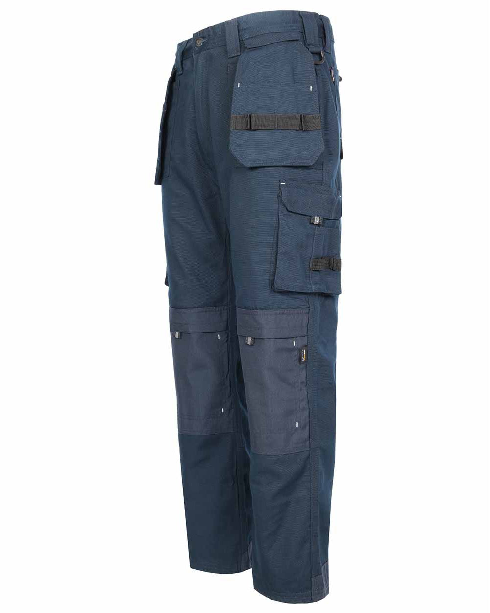Navy Blue Coloured TuffStuff Extreme Work Trousers On A White Background