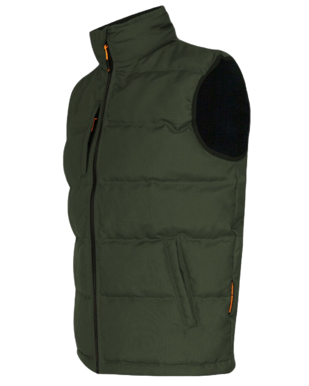 Green Coloured Xpert Mens Core Padded Work Bodywarmer on White Background