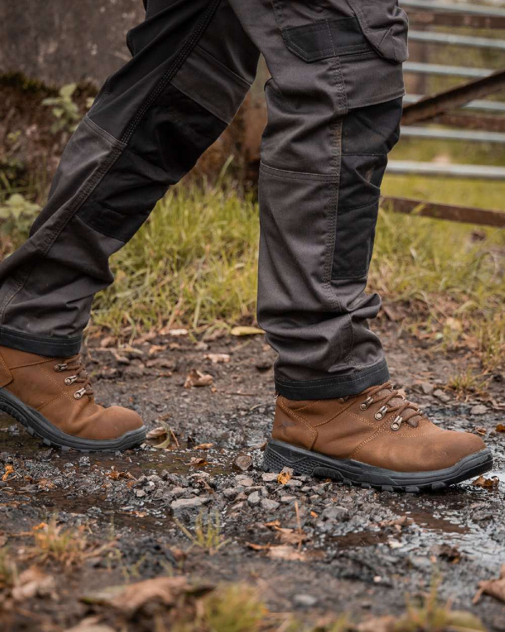 Brown Coloured Xpert Mens Heritage Explorer Waterproof Hiking Boots on Outdoor Background