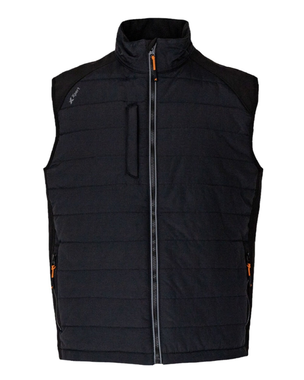 Black Coloured Xpert Mens Pro Rip-Stop Panelled Bodywarmer on White Background