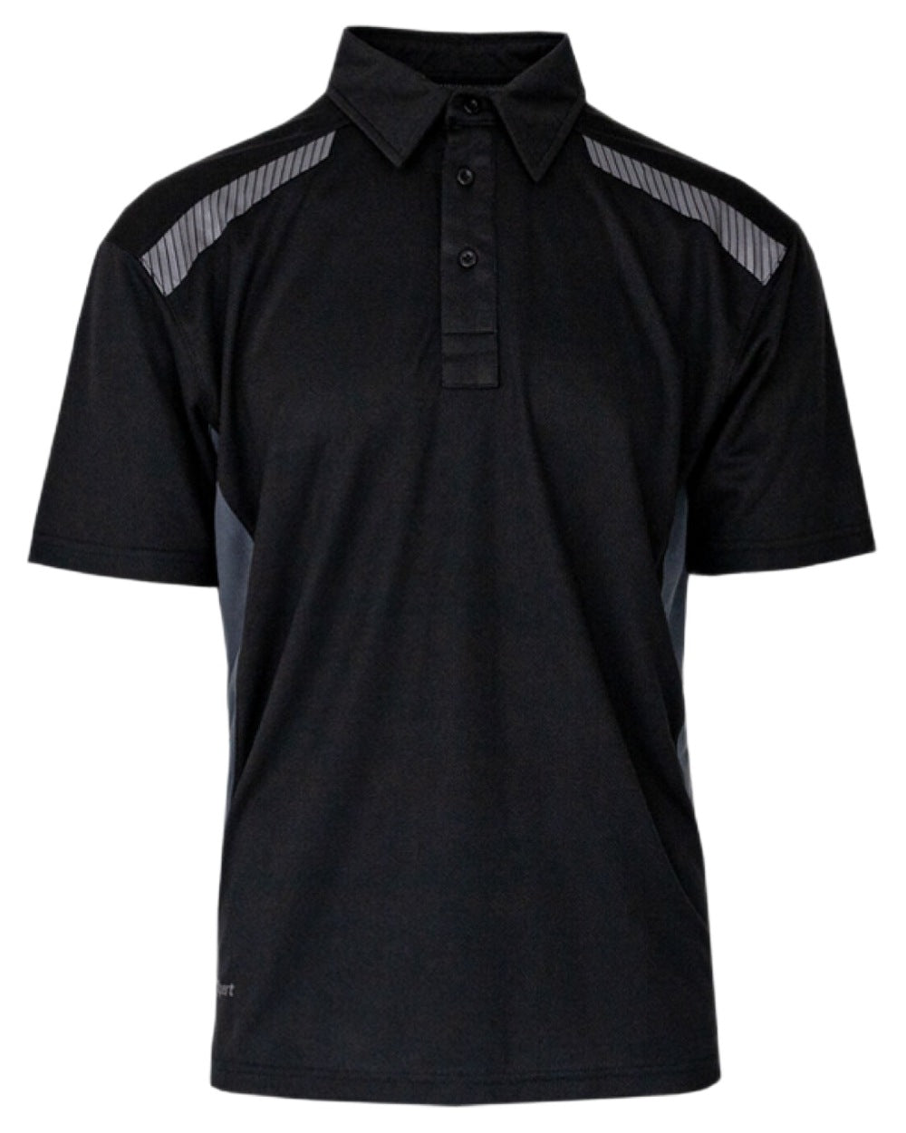 Black Grey Coloured Xpert Mens Pro Stretch Polo Shirt on White Background