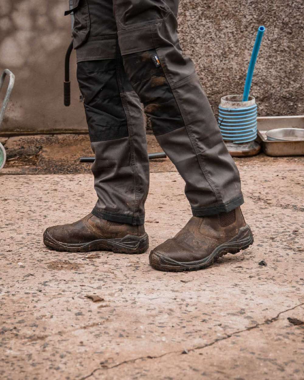 Brown Coloured Xpert Mens Tempest Non-Safety Dealer Boots on Outdoor Background