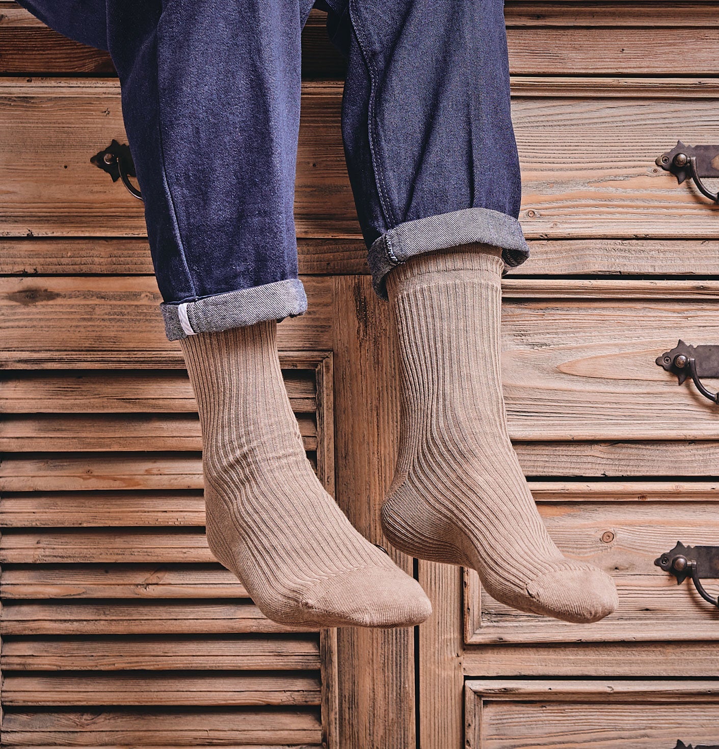 Oatmeal beige EXTRA WIDE - Softop® Socks Wool Rich