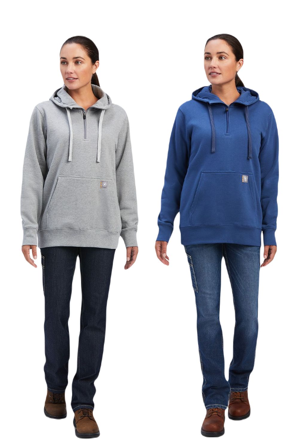 Ariat Rebar Skill Set 1/2 Zip Hoodie in True Navy and Heather Grey