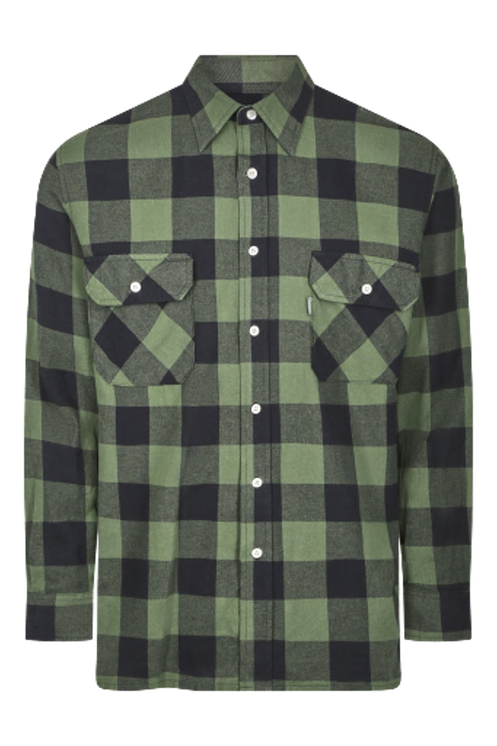 Green coloured Champion Arran Long Sleeve Shirt on white background