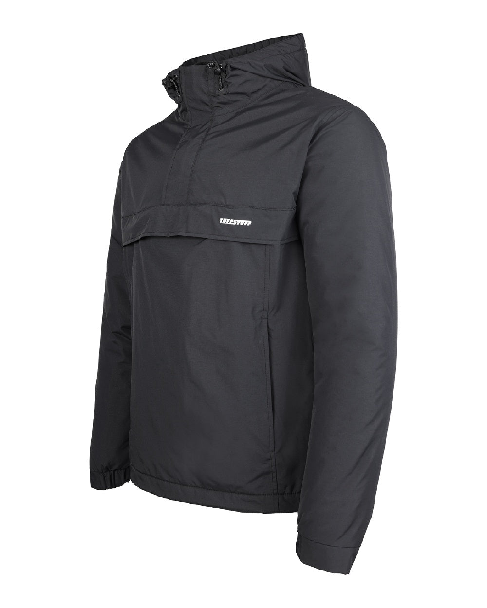 Black Coloured TuffStuff Sutherland Waterproof Windbreaker Smock On A White Background