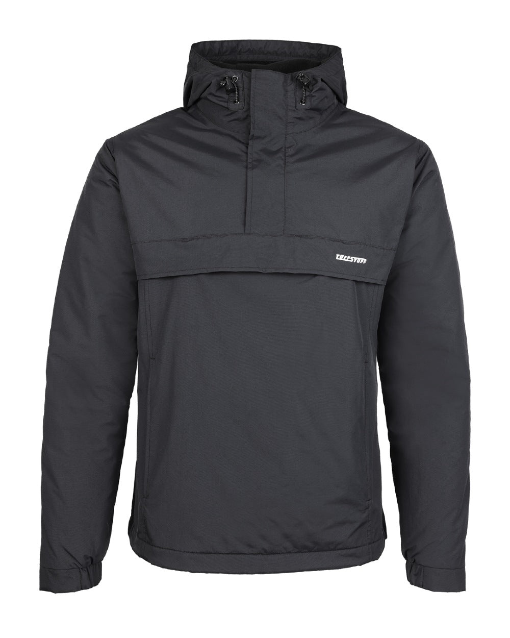Black Coloured TuffStuff Sutherland Waterproof Windbreaker Smock On A White Background