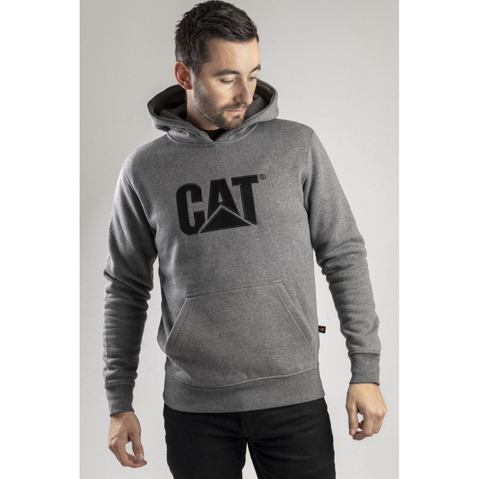 Caterpillar Trademark Hooded Sweatshirt in Heather Grey