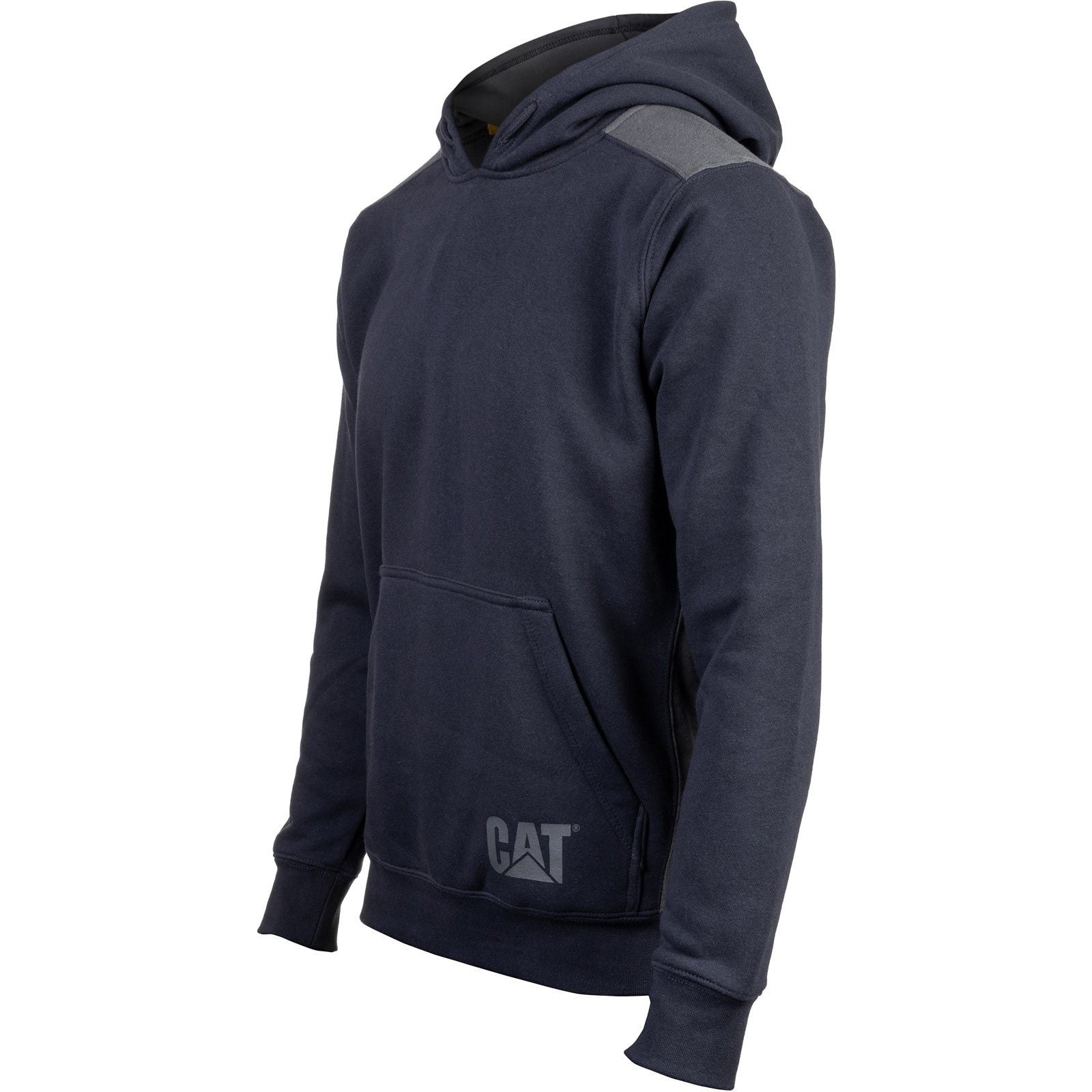 Caterpillar Logo Panel Hooded Sweatshirt in Navy
