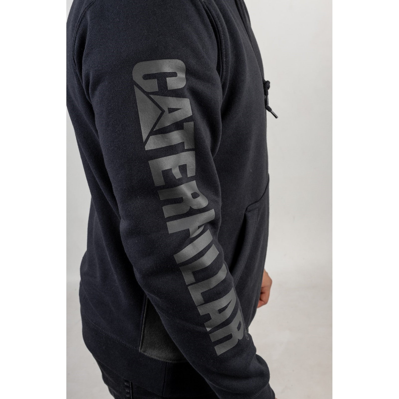 Caterpillar Logo Panel Hooded Sweatshirt in Navy