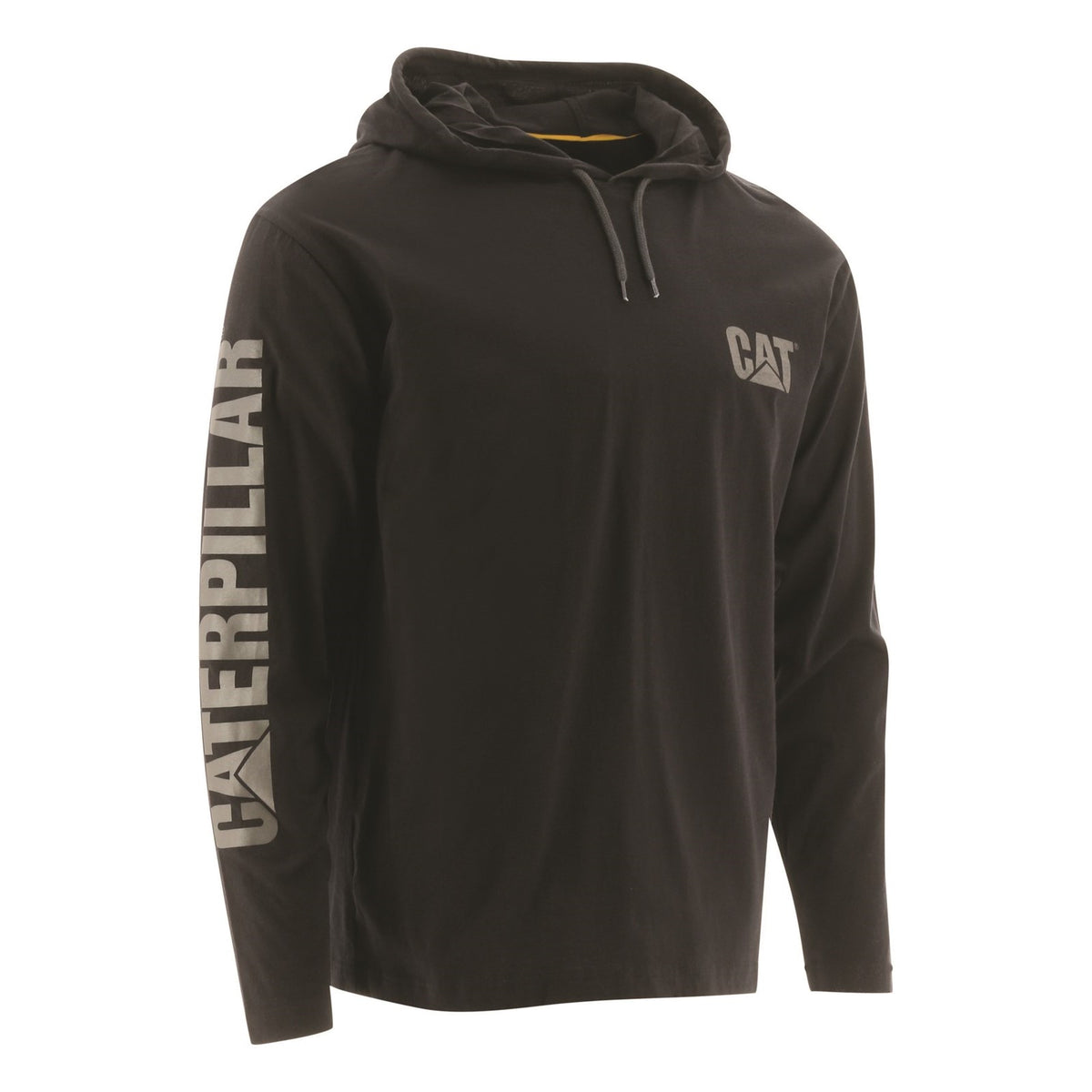Caterpillar Hooded Long Sleeve Tee in Black