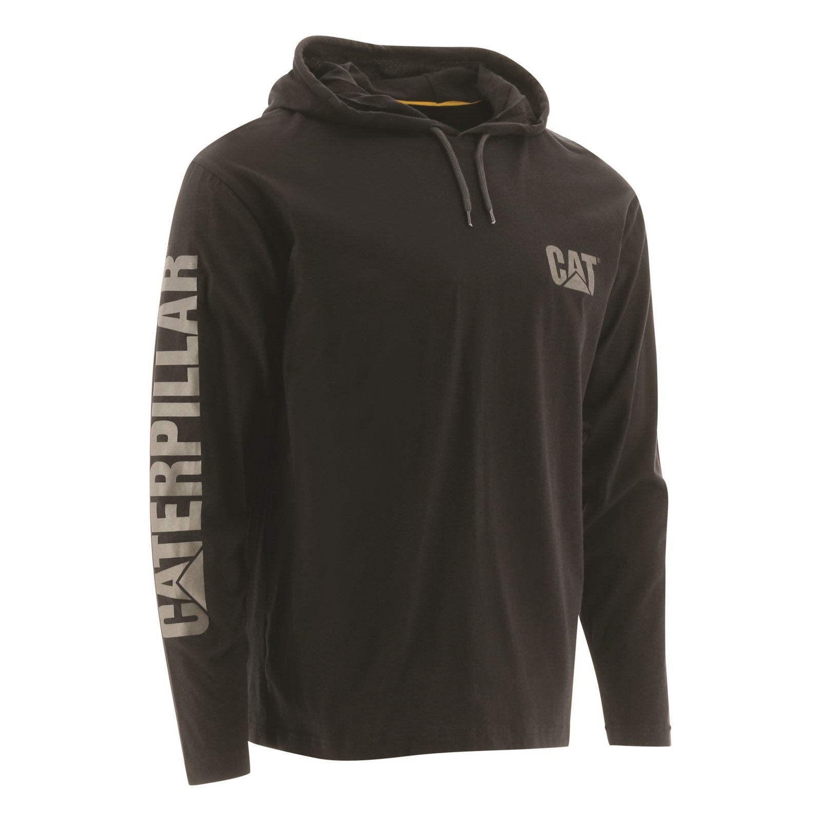 Caterpillar Hooded Long Sleeve Tee in Black
