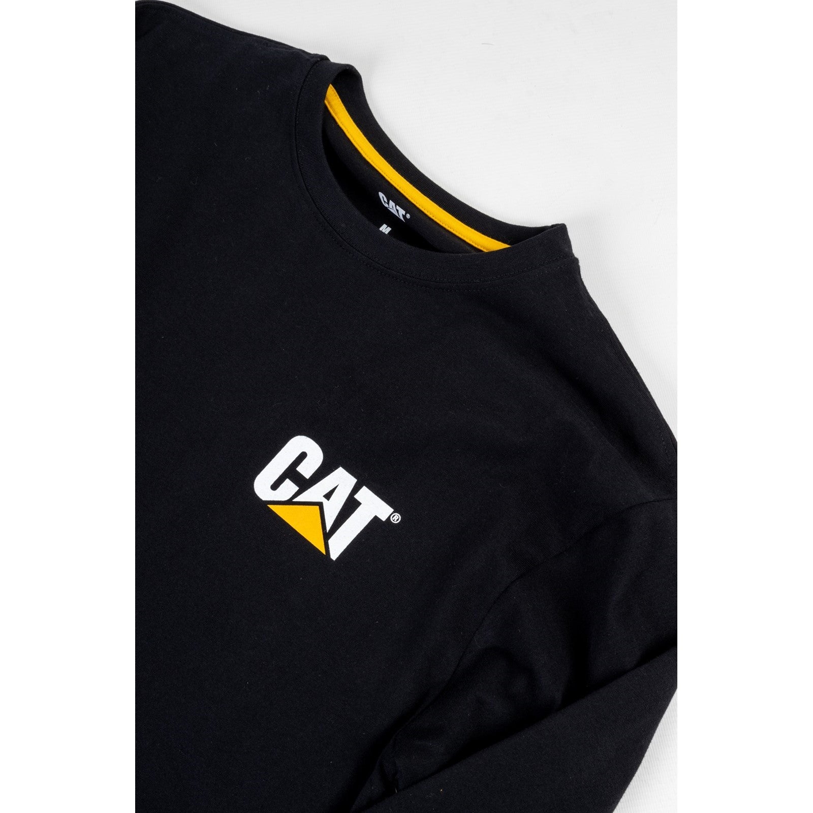 Caterpillar Trademark Banner Long Sleeve T Shirt in Black