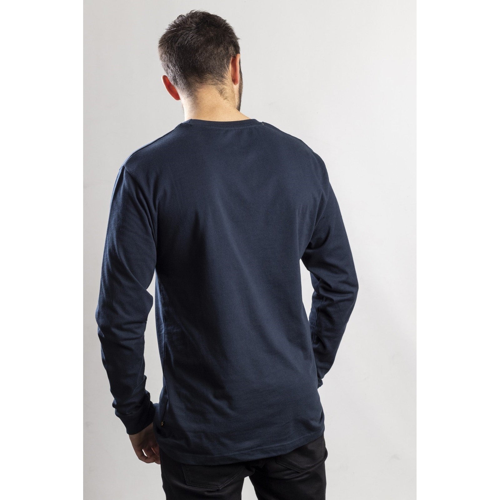 Caterpillar Trademark Banner Long Sleeve T Shirt in Dark Marine