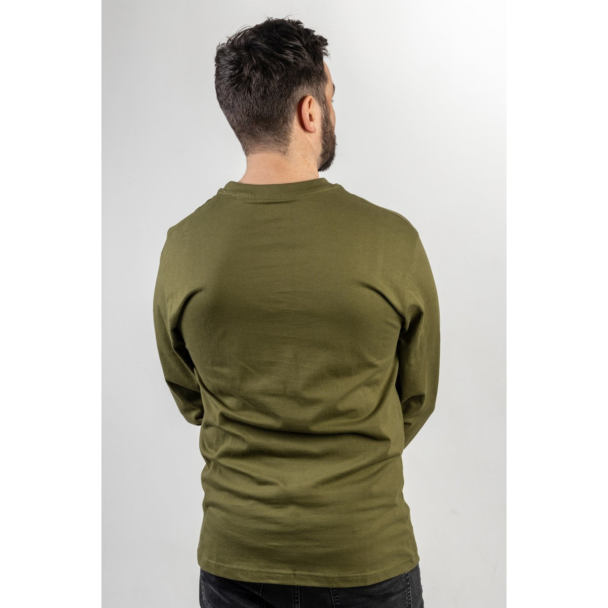 Caterpillar Trademark Banner Long Sleeve T Shirt in Chive