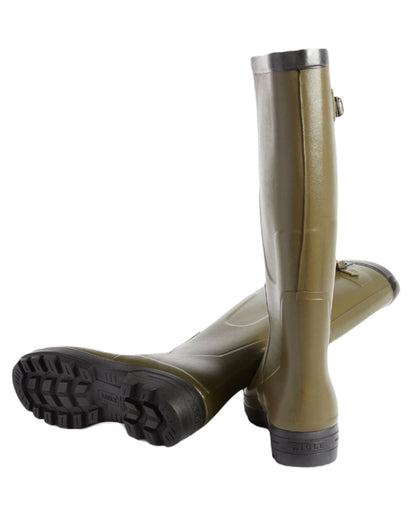 Khaki coloured Aigle Benyl XL Wellington Boots on white background 