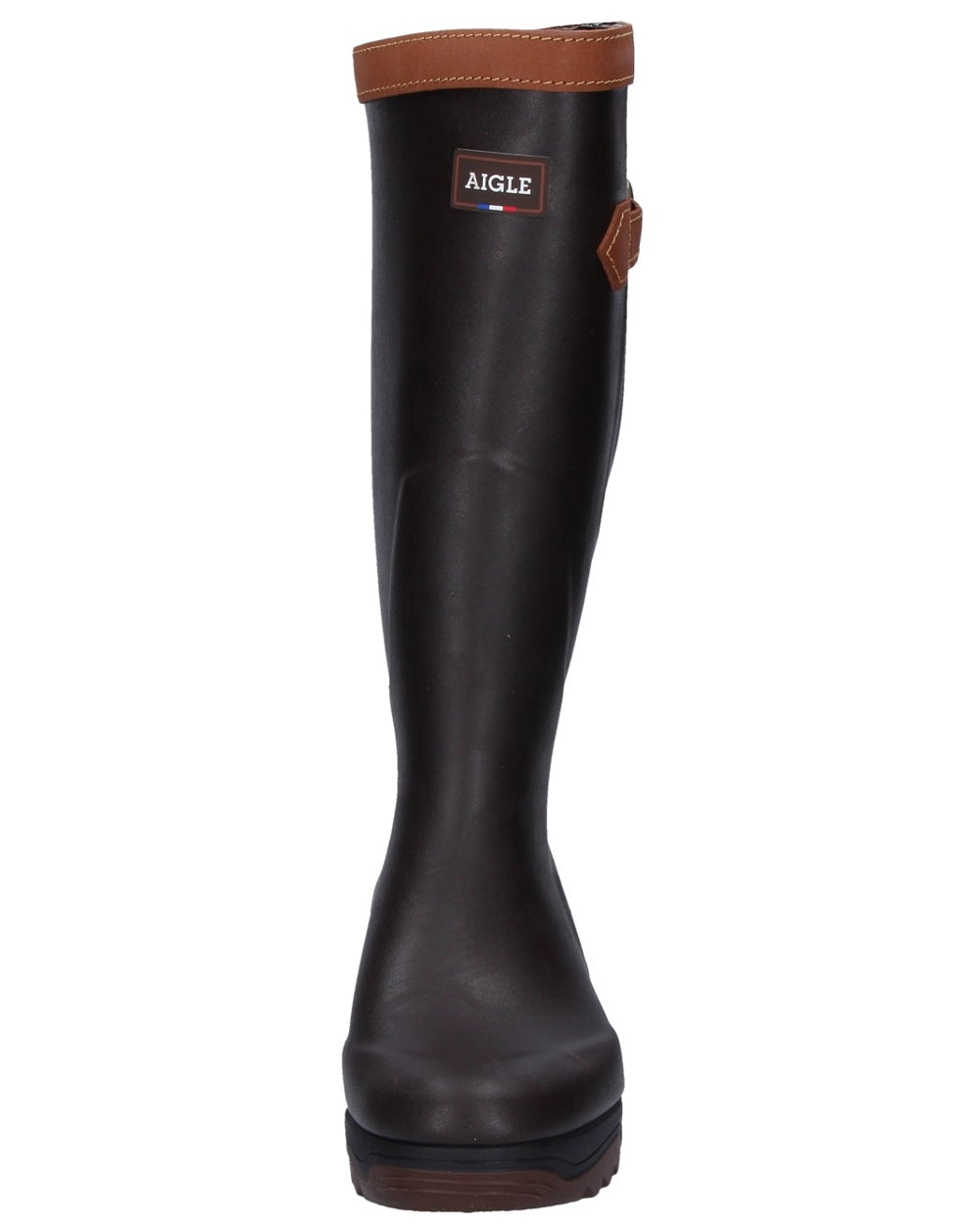 Dark Brown Coloured Aigle Parcours 2 Signature Wellingtons On A White Background 