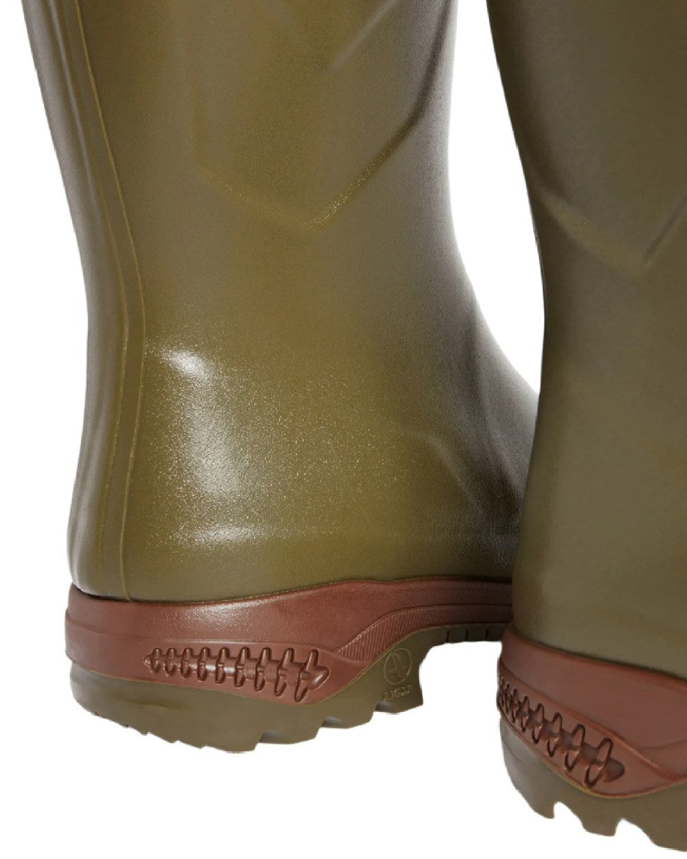 Kaki coloured Aigle Parcours 2 Wellington Boots on white background 