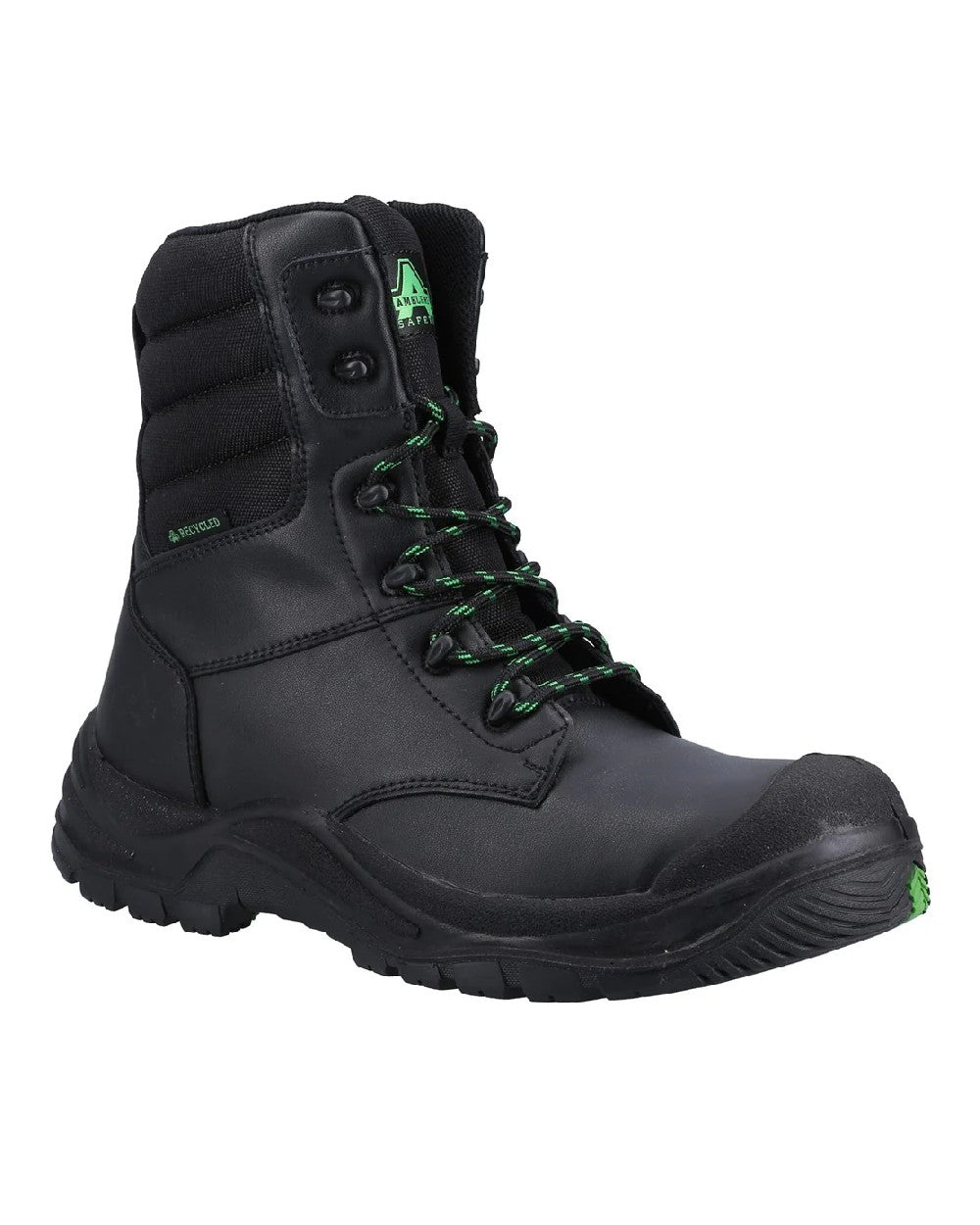 Black coloured Amblers Safety AS503 Elder S1 SRC Safety Boots on white background