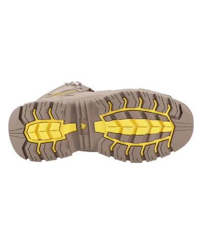 Stone coloured Amblers Safety AS965C Stone Safety Boots on white  background 